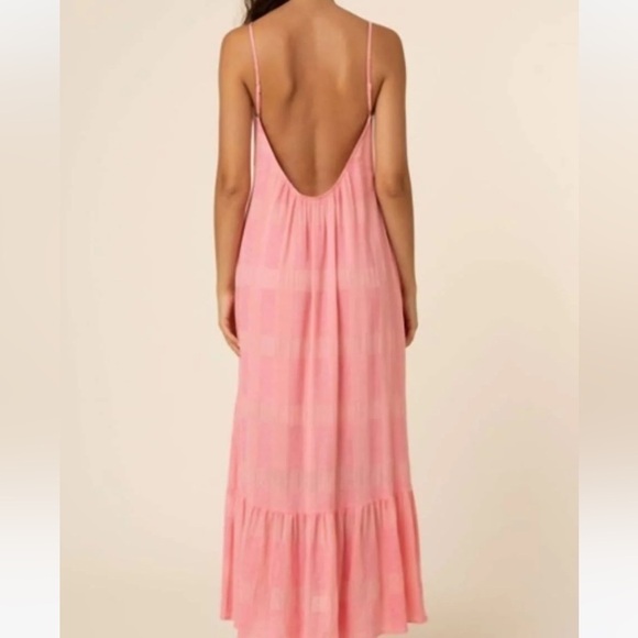 FRNCH maissane Tired Gauzy Low Back Pink Tiered Maxi - Picture 6 of 6